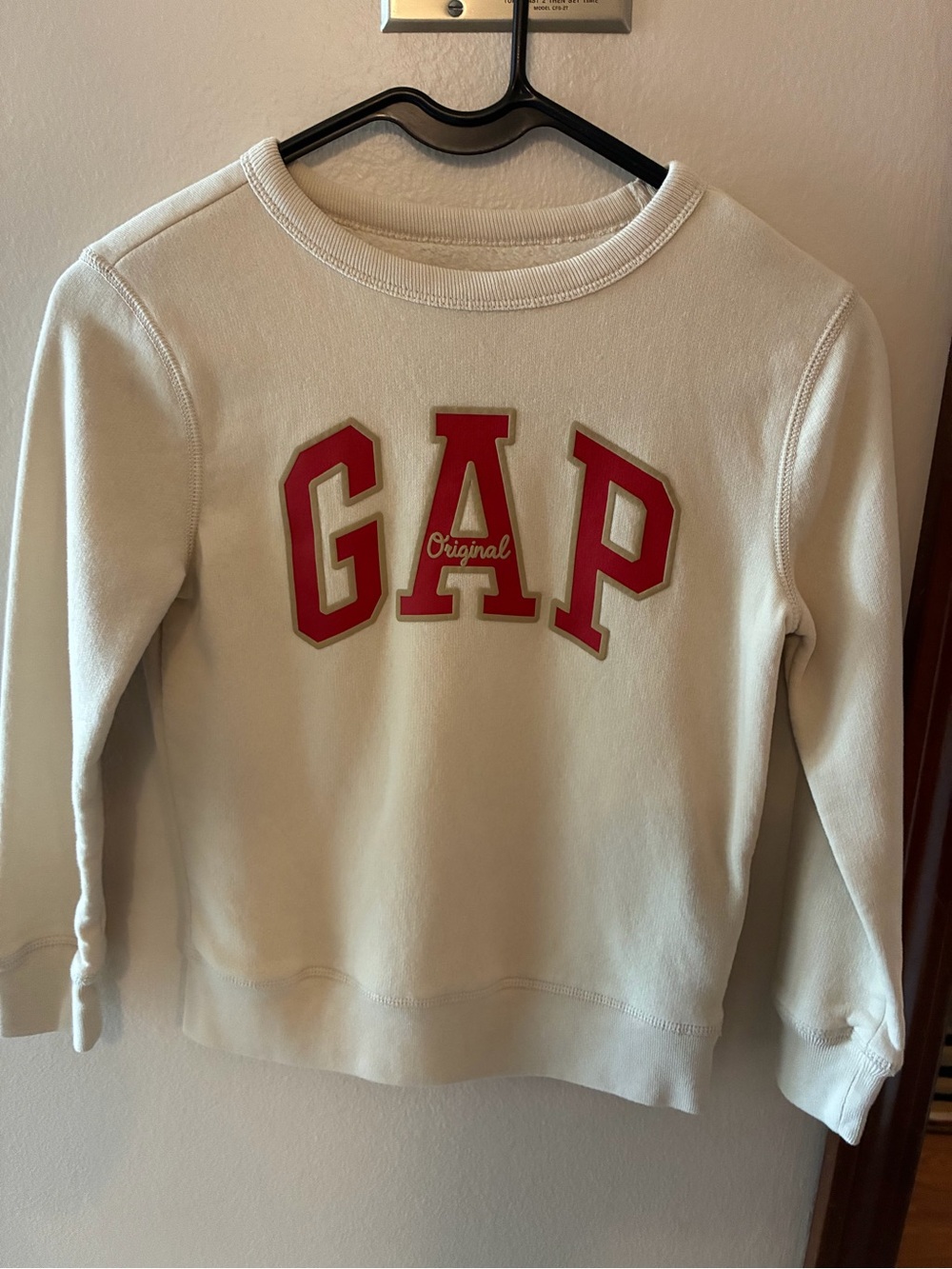 GAP Kids Cream Sweatshirt with Red Lettering